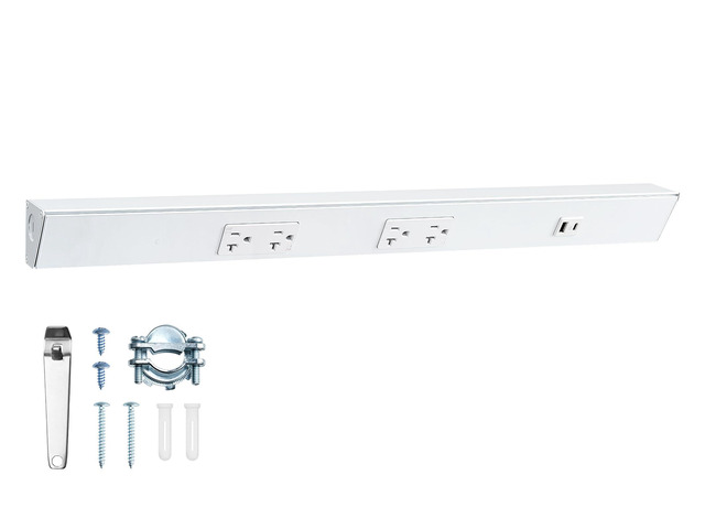 24 in Under Cabinet Power Strip Hardwired, 20 Amp 2 Standard TR Outlets with USB-A & USB-C, Modular Extension System (No Cutting), Aluminum...