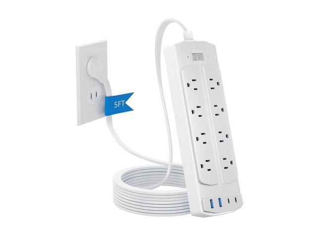 2 Prong Power Strip, 2 Prong to 3 Prong Outlet Adapter, 5FT Extension Cord with Polarized Plug, 8 AC Outlets & 4 USB, Wall Mountable, Ideal for...