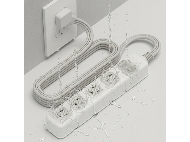 Auto Shut-Off Safety Power Strip, IPX4 Waterproof, Electrical Safety, Patented, ETL Listed, 4Outlet Flat Plug, White, 10ft Cord, V0 Fire-Retardant,...