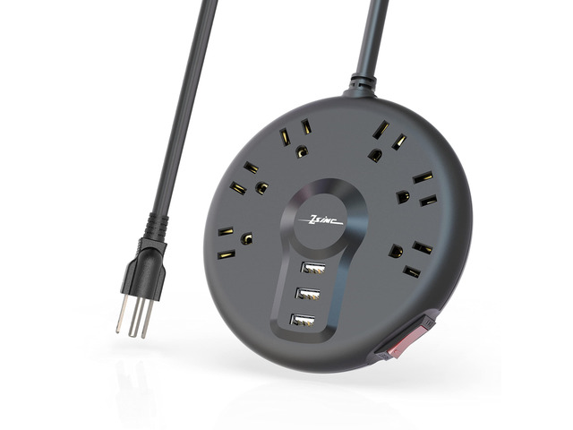 Power Strip, 6 Outlets and 3 USB Ports 6.5FT Long Extension Cord, Circle Socket Overload, 100% Copper Core, Flat Plug Charging Station Compact for...