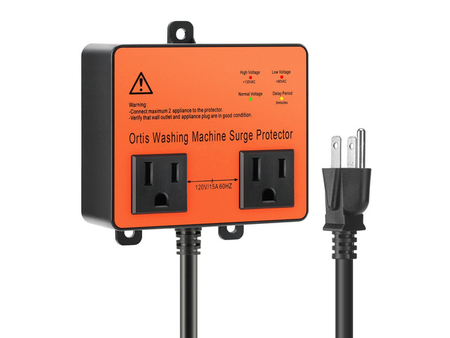 Washing Machine Surge Protector, Double Outlet Voltage Protector for Home Appliances with Time Delay, Protects Against Brownout, Spike, Instant...