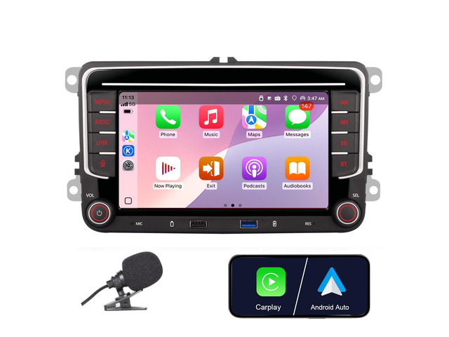 autoradio for VW Volkswagen Jetta Golf Passat Tiguan Seat Touran Skoda Wireless CarPlay Car Stereo,7 Android Auto IPS,16EQ...