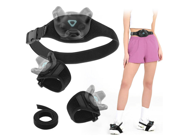 VR Tracker Straps for HTC Vive, 1 Belt 2 Wrist 1 Ankle Straps Upgraded Adjustable Material for Stable Full-Body VR Tracking, Compatible with Vive...