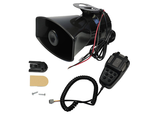 Car Siren Horn 7 Tone Sound Siren Police Mic PA Speaker Car System Emergency with Microphone Amplifier-100W Emergency Sound Electric Horn-12V