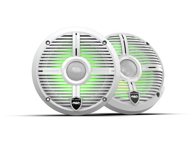Recon 6 XW-W High Output Component Style 6.5' Marine Coaxial Speakers with White Grille and RGB Backlighting