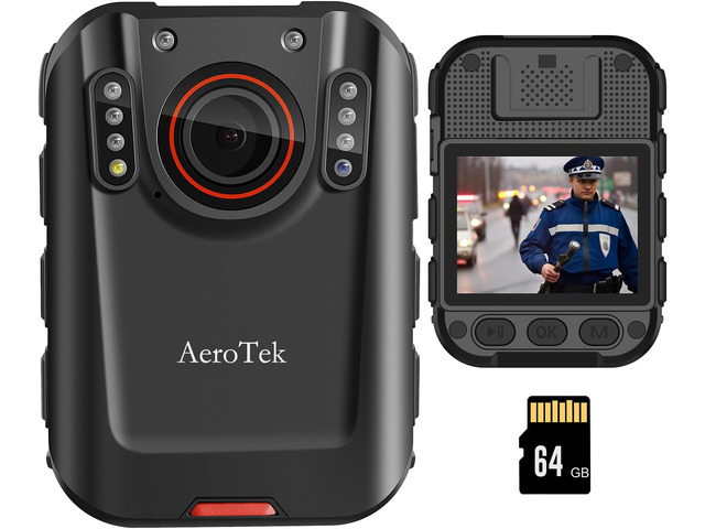 2K Body Camera, Police Body Cam with Video Recording and Ultra Infrared Night Vision, Body Worn Camera for Law Enforcement Recorder (64GB Card with...