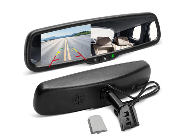 4.3' LCD Rearview Mirror Screen OEM Look for Ford F150/250/350 2004-2015, Toyota Tacoma Corolla 2008-2014, Jeep Wrangler 2007-2018 Rear View Mirror...
