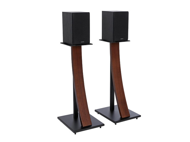 One Pair Fixed Height Universal Speaker Floor Stands with Real Wood - Espresso - 290 Series