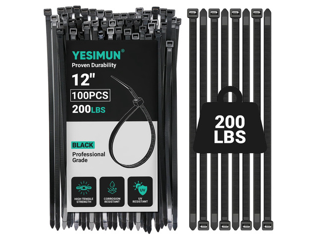Zip Ties Heavy Duty 12 Inch, 100 PCS Zip Ties With 200 LBS Tensile Strength Zipties For Outdoor Use & Indoor Use, Extra Strong Self-Locking Zip...