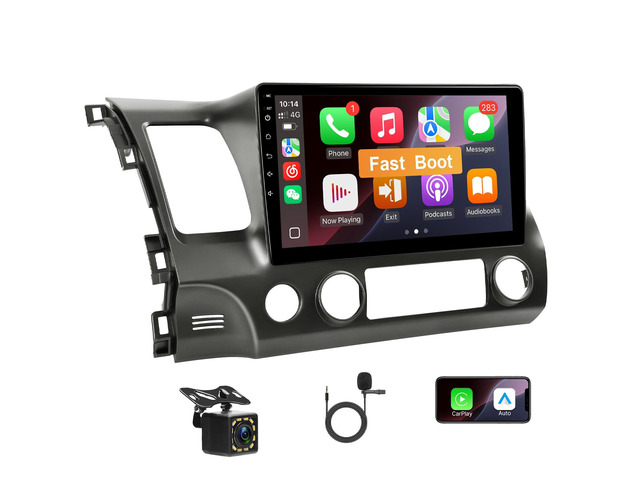 10.1'' Linux Car Stereo for Honda Civic 2006 2007 2008 2009 2010 2011, Fast Boot Radio for Civic with Wireless Carplay Android Auto Backup Camera...