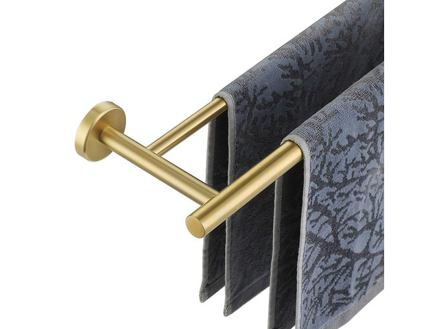 Double Towel Bar 27 Inch, Brass Gold Useable Length 24 Inch 304 Stainless Steel Thicken 0.8mm Bath Towel Rack for Bathroom, Towel Holder Wall...