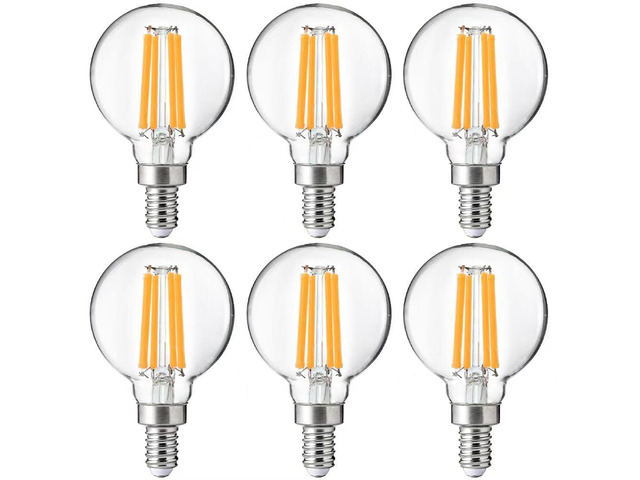 G16.5 Dimmable LED Candelabra Bulbs 60W Equivalent, LED E12 Chandelier Light Bulbs, 550LM, CRI90, 5.5W, AC 120V, 6 Pack, 2700K Soft White