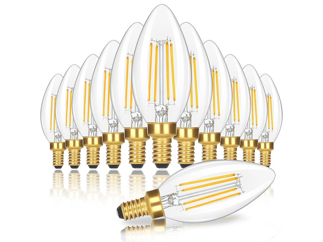 Dimmable E12 Candelabra LED Light Bulbs 60 Watt Equivalent, 6W 630LM Chandelier Light Bulb 2700K Soft Warm White, Vintage LED Filament Clear Glass...