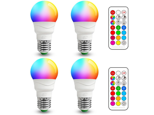 RGB LED Light Bulb, Color Changing Light Bulb, 40W Equivalent, 450LM, 2700K Warm White 5W E26 Screw Base RGBW, A15 Colored Light Bulbs - 12 Color...