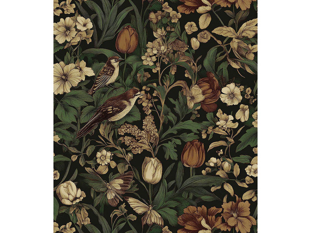Vintage Floral Peel and Stick Wallpaper Dark Floral and Birds 17.3' x118' Contact Paper DIY Self Adhesive Removable Wallpaper for Bedroom...