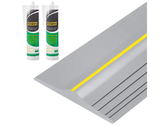 20Ft Universal Garage Door Bottom Threshold Seal Strip with 20oz Glue Gel, Weatherproof Rubber DIY Weather Stripping Replacement - Grey