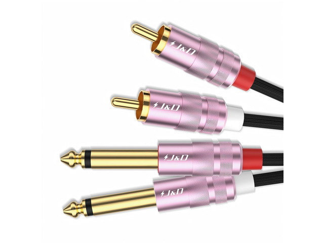 RCA to 1/4 Inch Cable, Nylon Braided Audio Cable, Dual 1/4 inch TS to Dual RCA Stereo Audio Interconnect Cable, Gold Plated Audio Connector for...