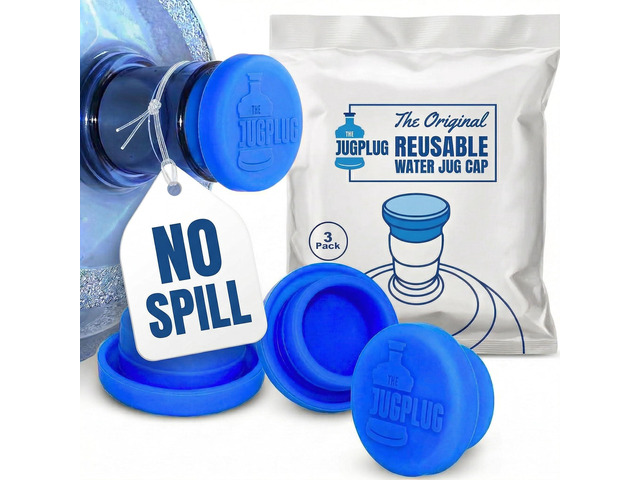 5 Gallon Water Jug Cap, No Spill Reusable Silicone Lid for 3 & 5 Gal Jugs Leak-Proof Food-Grade Material, BPA-Free, Dishwasher Safe, 3-Pack,...