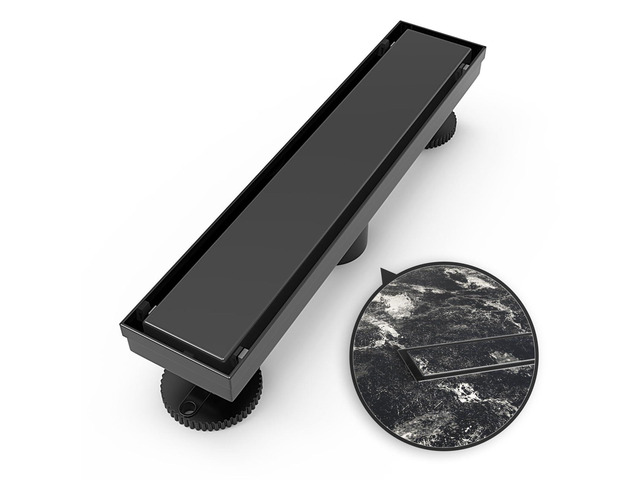 12 Inch Linear Shower Drain Rectangular Floor Drain with Accessories Reversible 2-in-1 Cover Tile Insert Grate Removable SUS304 Stainless Steel...