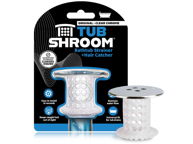 Tub Drain Hair Catcher, Chrome for Bathroom Drains, Fits 1.5 1.75 Bathtub and Shower Drains, White