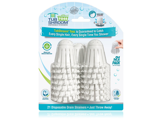 Toss 21pk Disposable Bath Tub Drain Strainers - Hair Catcher Snare for Shower Bathtub to Prevent Clogged Drains, Traps Human and Pet Hair, One Year...