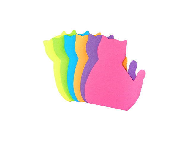 Cute Cat Sticky Notes, 6Pack 6 Bright Color Kawaii Sticky Notes for Cats Lover (6 Colors Shape 1)