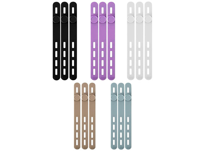 15 Pcs Silicone Cable Ties, Reusable Cord Organizers for Charger Cables, Hair Dryer, Home Office Desk, Flexible Cord Wraps for Electrical Wires...