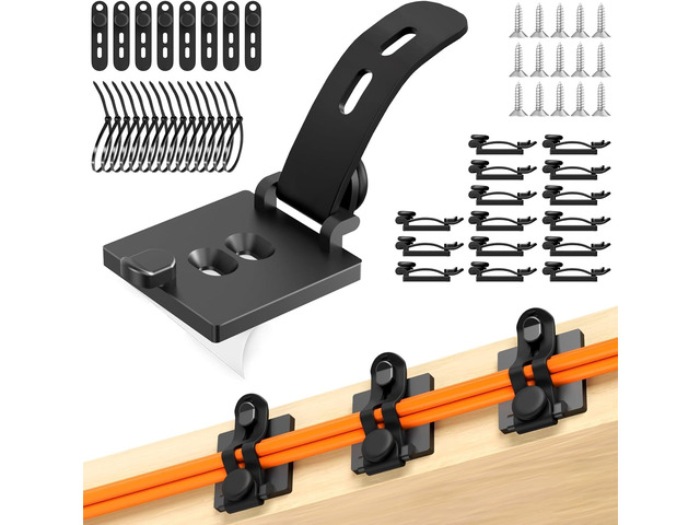 Cable Clips Management Under Desk,Adhesive Wire Organizers for Cords 15 Wire Management Holder with 15 Zip Tie, 15 Screws,Extra 8 Silicone Cable...