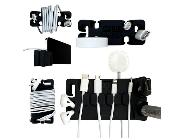 /DeskBrick Bundle Weighted Cord Holders for Nightstand & Desk - Phone Charger Cable Management Travel, Phone Accessory, Stocking Stuffer - Gift for...