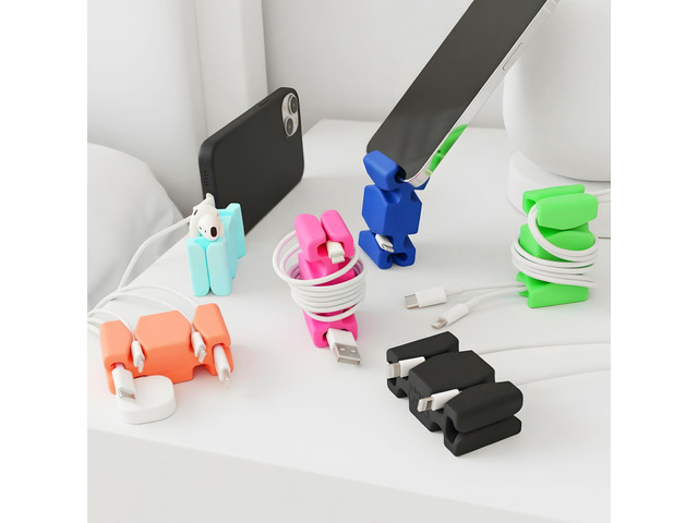 6PK Silicone & Steel Weighted Cord Holders for Bedside. Travel Phone Cable Organizers. Multiuse iPhone Accessories. Small Gifts for Him, College...
