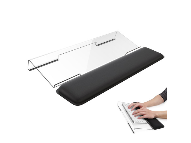 Computer Keyboard Wrist Rest, Keyboard Riser Stand for Desktop Clear, Ergonomic Acrylic Keyboard Holder, Non-slip Wrist Pad, Pain Relief for...