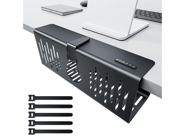 No Drill Under Desk Cable Management Tray, 14'' Wire Management, Punch-Free Clamp on, Metal Cable Tray, Wire Organizer Under Desk, Under Desk...