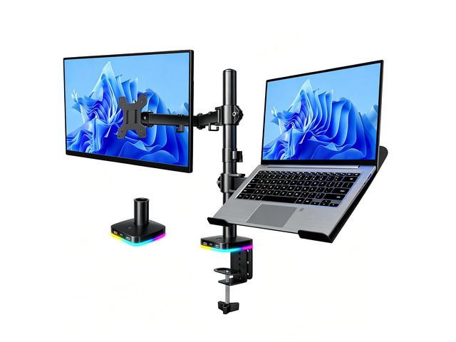 RGB Monitor & Laptop Stand with USB Hub, Charging & Data Transfer Fits 13-32' monitors and 11-17' laptops with a removable tray that converts to...