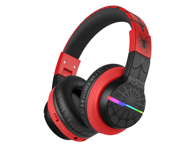 BTH12 Kids Bluetooth Headphones 85H Playtime with LED Lights Travel SafeSound Tech, Stereo Sound, USB C Charging AUX Cable Over Ear Built-in Mic,...