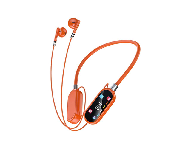 Wireless Neckband Earphones with LED BT5.4 20H Play time Water Resistant Noise Cancelling for Sports and Gaming (Orange)