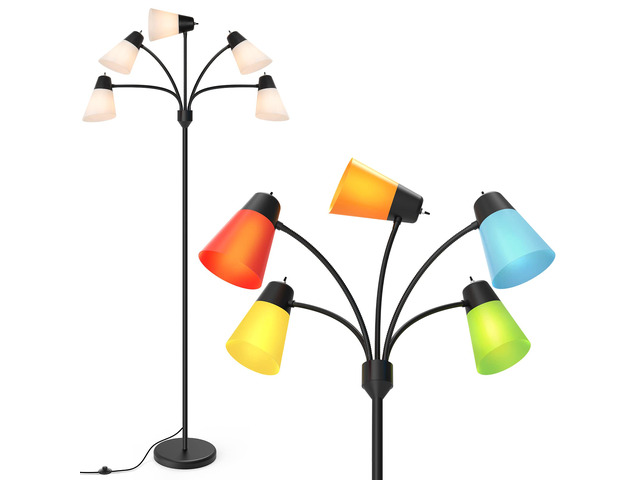 LED Floor Lamp, Medusa Adjustable Multi Head Modern Tall Standing Light Rustic Reading Corner Lamp for Living/Kids Room, Classroom, Bedroom, Decor,...