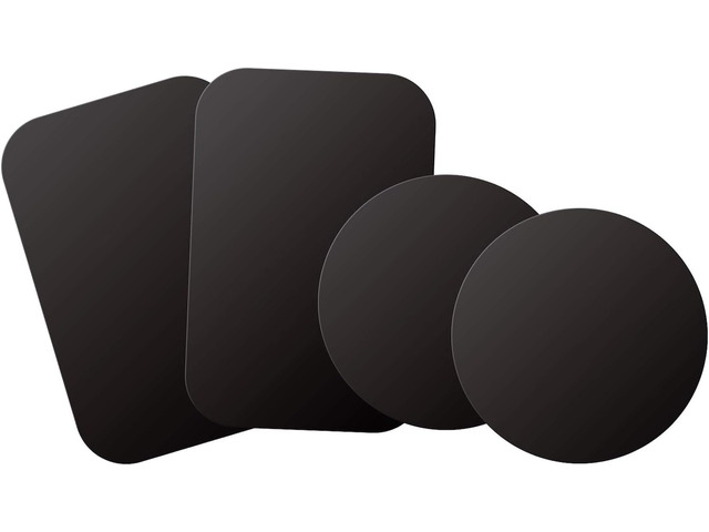 Mount Metal Plate with Adhesive for Magnetic Cradle-Less Mount by WixGear - X4 Pack 2 Rectangle and 2 Round (Compatible with Magnetic mounts) (Black)