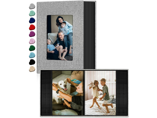 Photo Album 4x6,Linen Cover Slide-in Photo Album Book Can Holds 100 4x6 Photos with 50 Black Sheets for Family,Wedding,Baby and Holiday Pictures...