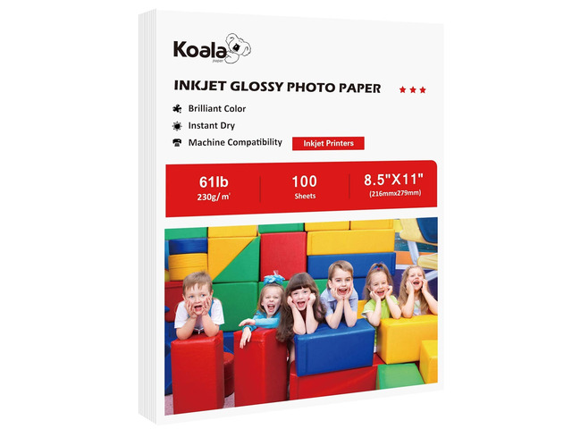 Glossy Photo Paper Heavyweight Thick 8.5x11 Inch 61LB 100 Sheets Cardstock Paper for Inkjet Printing Use Dye Ink 230gsm