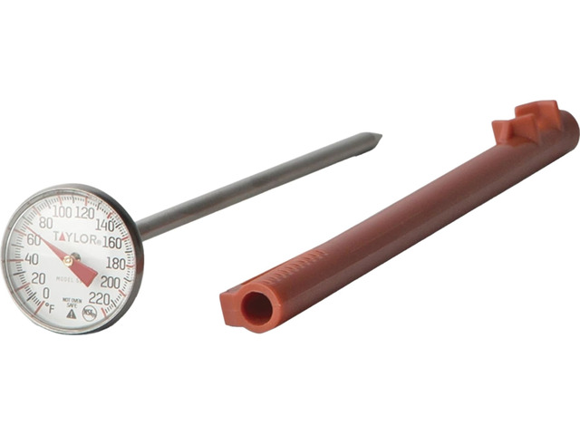 Taylor Pro Series Analog Instant Read Thermometer 5' Stem, NSF Stainless Steel Dial Gauge with Pocket Clip, 120°F to 220°F Temperature Range for...
