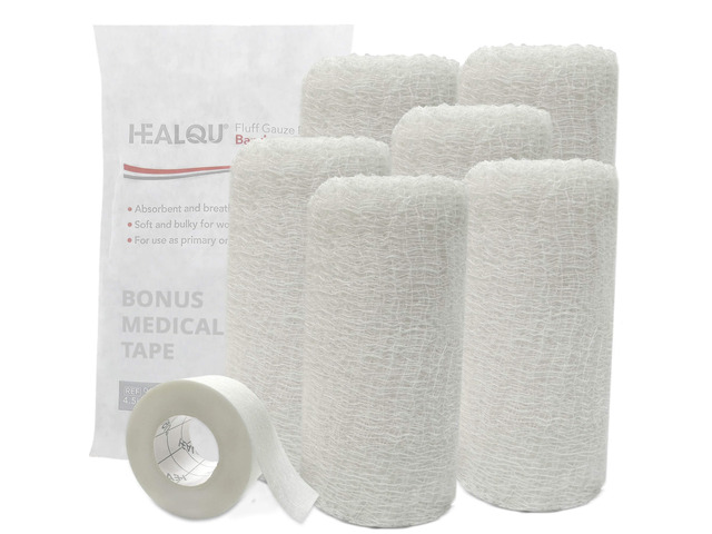 Kerlix Gauze Bandage Rolls - 4 1/2 in x 4.1 Yds, 6 Ply - 6 Single Sterile Pocuhes- Extra Absorbency - Latex Free, Hospital Grade Cotton Fluff...