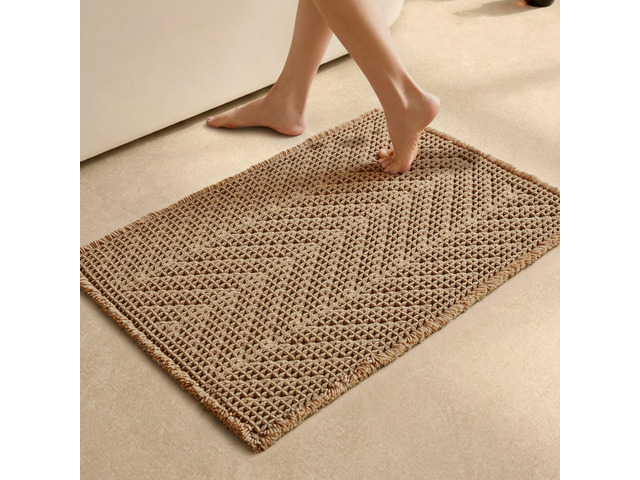 Sunfly Boho Bathroom Rug, Herringbone Waffle Bath Mat Non-Slip Washable Super Absorbent Quick Dry, Farmhouse Bath Mat for Bathroom Floor Decor...