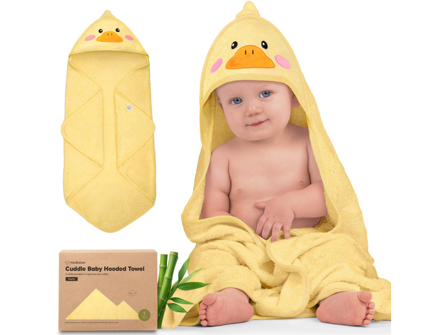 Hooded Baby Towel for Newborn, Baby Bath Towels (Duck, 35x35) Viscose Derived from Bamboo, Large Baby Towels with Hood, Boys, Girls, Toddler,...
