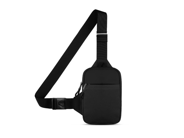 Mini Crossbody Sling Bag - Water-Resistant Dual Pocket Chest Pack - Lightweight Fanny Pack for Running, Travel & Everyday Workout