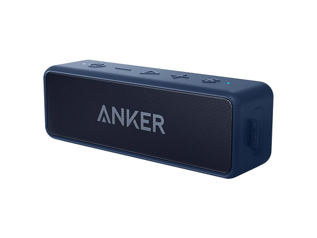 soundcore 2 Portable Bluetooth Speaker, Stereo Sound, IPX7 BassUp, 24H Playtime, Bluetooth 6, Wireless Speaker for Home, Outdoors, Travel - Navy Blue