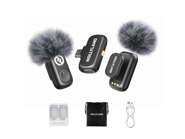 Hollyland Lark A1(2TX + USB-C RX), Wireless Microphone for iPhone & Android Detail-Rich Studio Audio, 3-Level Noise Cancellation, Magnetic Mini...