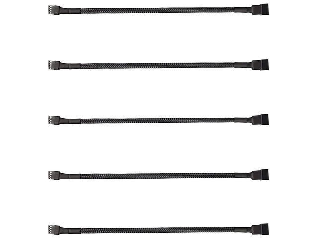 ThreeBulls 5 Pack 4-Pin PWM Fan Splitter Cable, Sleeved Braided Adapter Computer PC Fan Power Extension Cable Converter for Computer ATX Case...