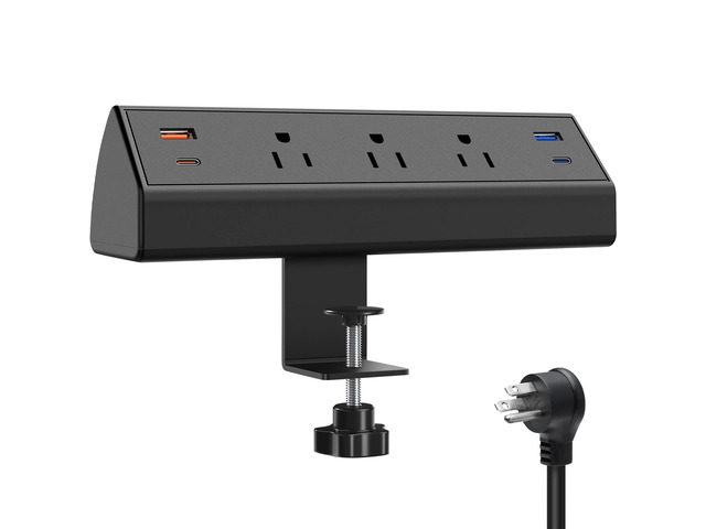 Desk Clamp Power Strip with USB C,65W Fast Charging Station for iPhone 14 Pro Max iPad MacBook Air,Power Supply for Desk Edge Mount,3 Widely Spaced...