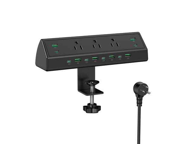 90W Desk Clamp Power Strip,12 USB Ports (6 PD 45W USB-C),Surge Protector,ETL Listed Power Hub Extension Cord,Fast Charging Station for Home Office...