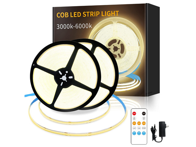 COB LED Strip Lights 100ft,3000K DC 24V Dimmable Warm White LED Rope Lights for Bedroom,with Remote & app Control LED Lights Strip for Living Room,...